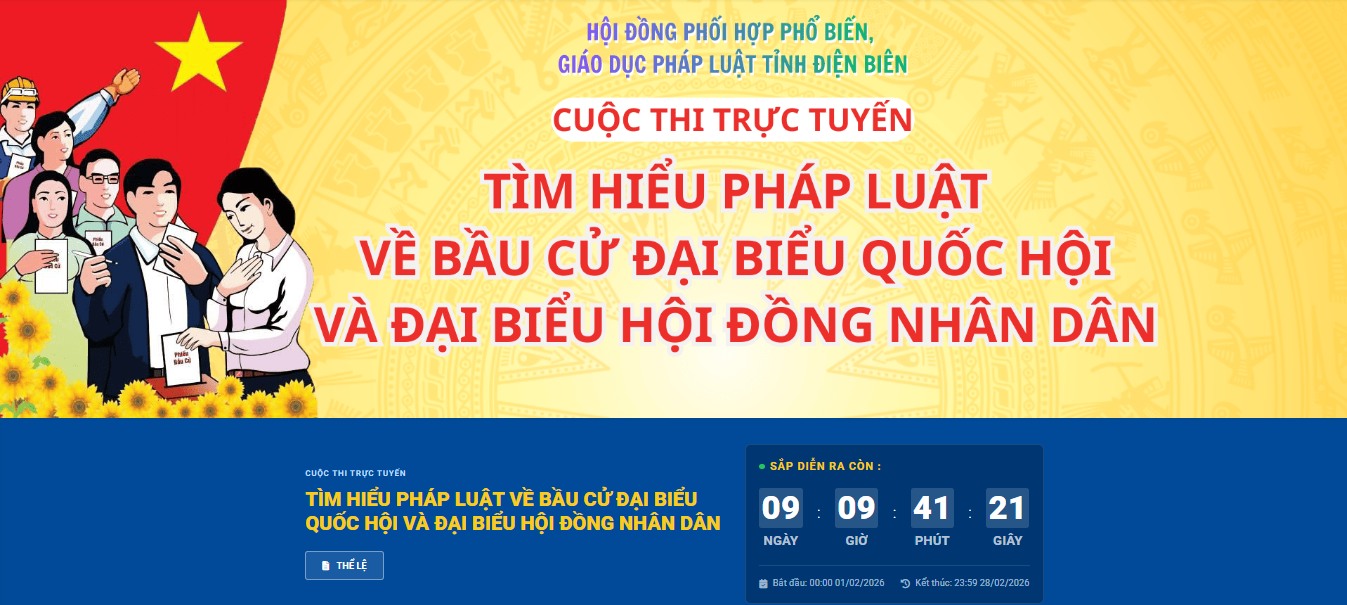 🗳️ ĐIỆN BIÊN SẮP TỔ CHỨC CUỘC THI TRỰC TUYẾN “TÌM HIỂU PHÁP LUẬT VỀ BẦU CỬ ĐẠI BIỂU QUỐC HỘI VÀ ĐẠI BIỂU HỘI ĐỒNG NHÂN DÂN”