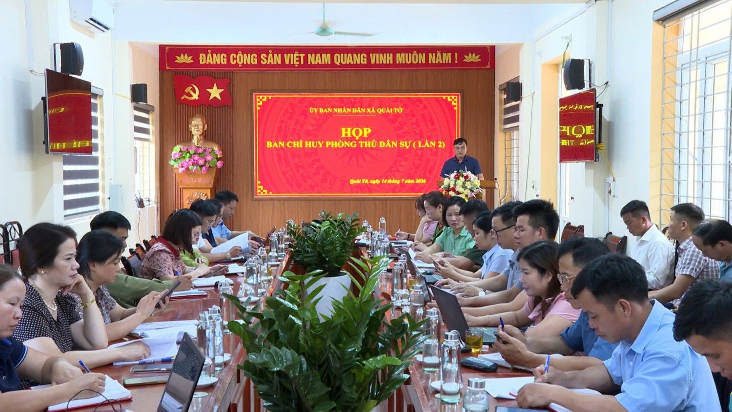 Xã Quài Tở họp Ban Chỉ huy Phòng thủ dân sự (lần thứ hai), triển khai giải pháp ứng phó và khắc phục hậu quả mưa lũ